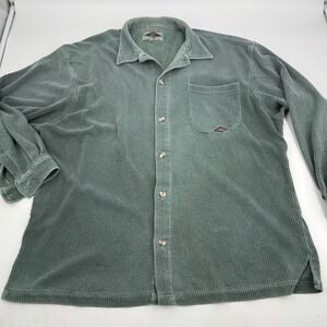 Vintage Bear Surfboards Button Up Corduroy Shirt Mens XL Long‎ Sleeve Sage Green